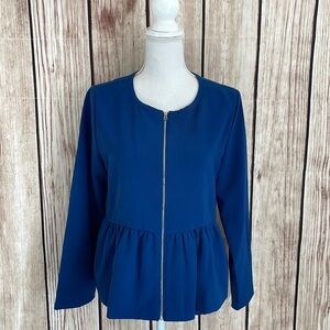 Eden Court Navy Zipper Jacket w/Ruffle Accents - Medium